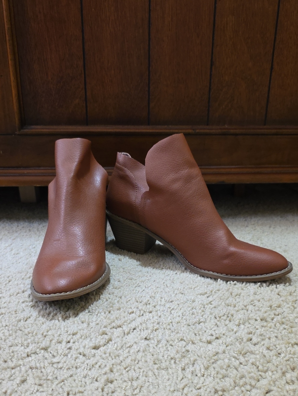 Universal Thread Goods Co Tan Brown Ankle Booties with Block Heel